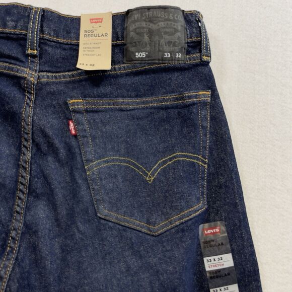 Levi's 505 Regular Jeans Men's 33x32 Blue Dark Wash Straight Leg American Denim - Picture 8 of 11